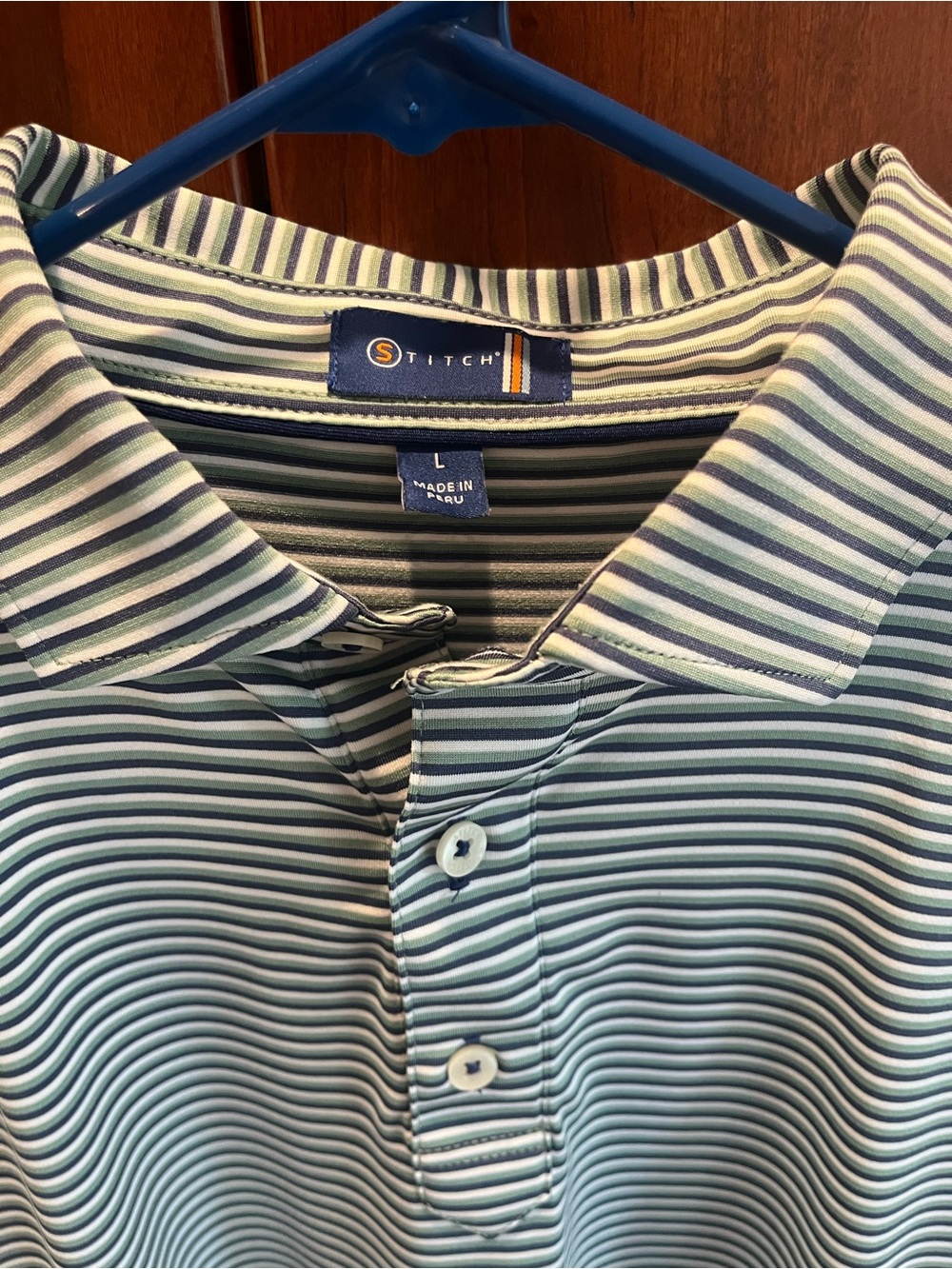 Stitch Golf Mens Striped golf shirt EUC size L